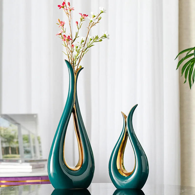 Tear-Drop Arc Ceramic Vase