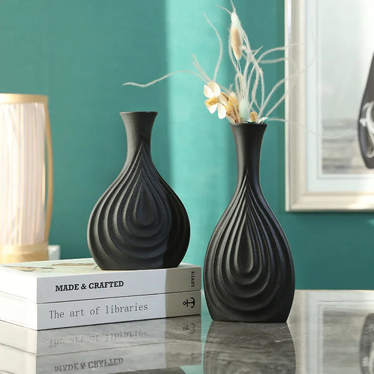 Eclipse Black Ceramic Vase