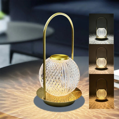 Modern Lantern Style Touch Lamp – USB Rechargeable